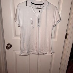 Walter Hagen White V Neck Golf Shirt